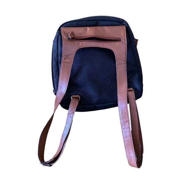 Maggi B Mini Backpack Faux Leather Zippered adjustable straps Black and Brown - Picture 6 of 13